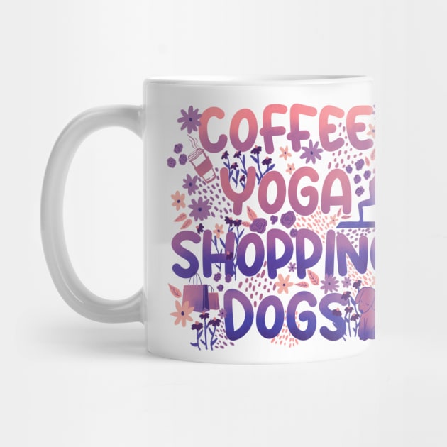 Coffee Yoga Shopping Dogs in Sunset by Booneb